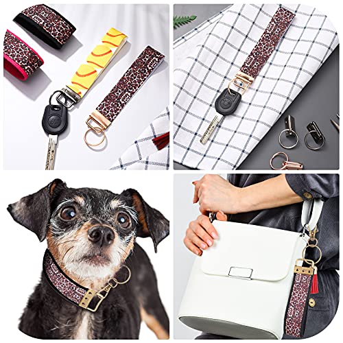 Furge 72 Pieces Key Fob Hardware Set Including 24 Wristlet with Keyring, Colorful Leather Keychain Tassel and Swivel Snap Hooks for Supplies, 6 Colors, Multicolor, Large - Image 5