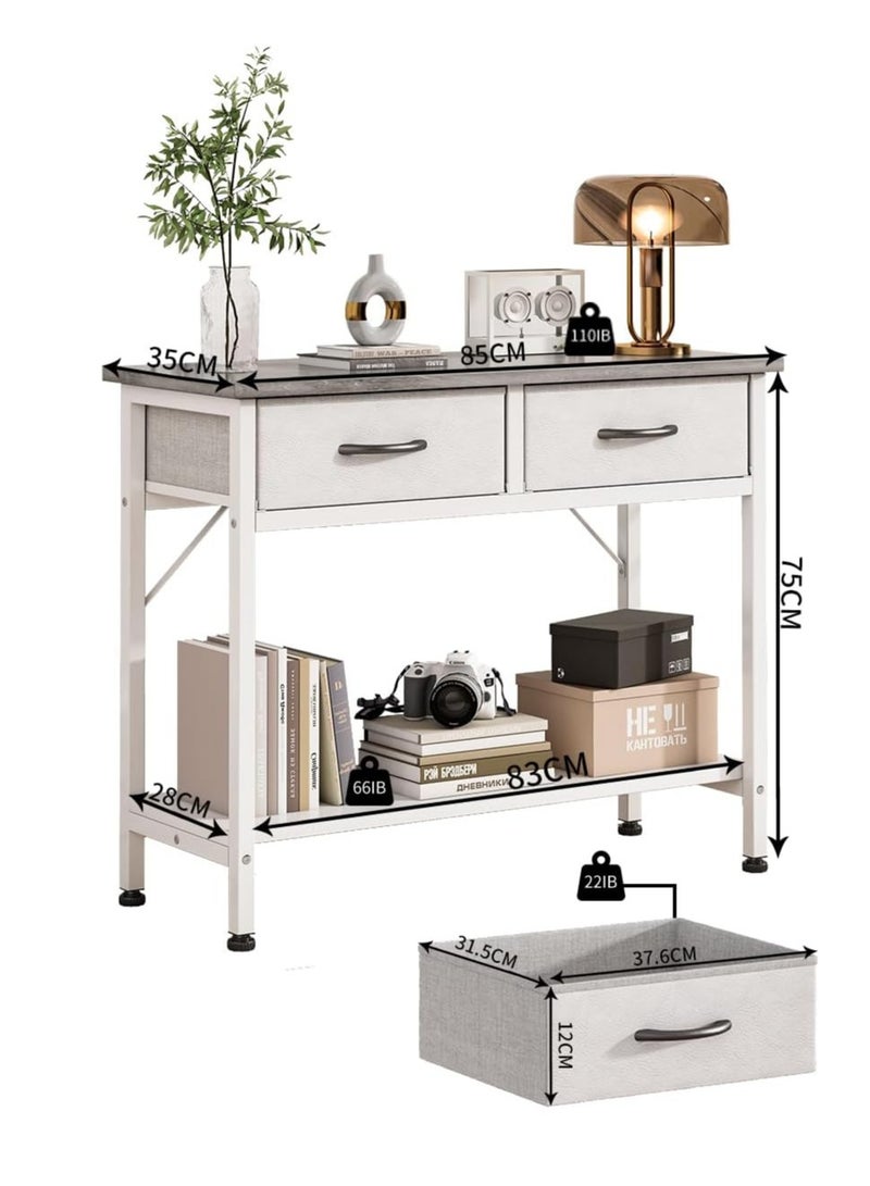 ZUIHAO Sofa Table with 2-Tier Storage Layers Console Table with 2 Cabinet,Console Display Shelf Kitchen Storage Cabinet for Dining Room Couch Living Room Grey 85 X 35 X 75cm - Image 2
