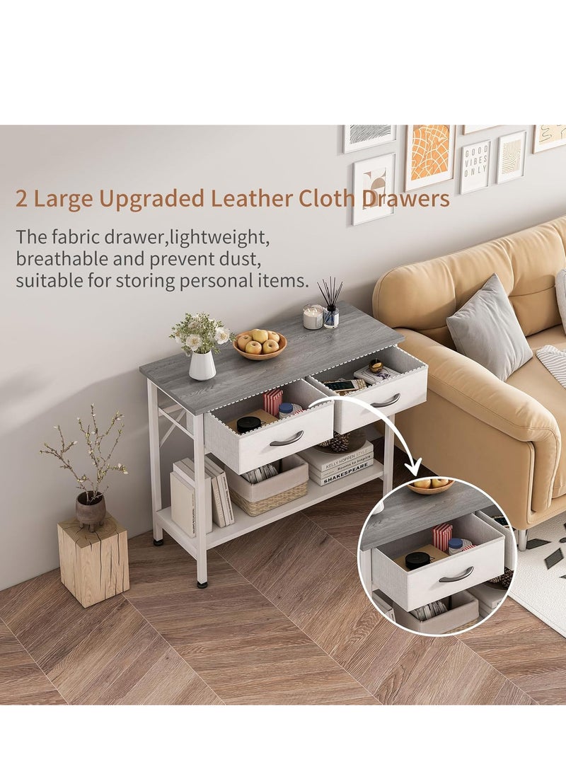 ZUIHAO Sofa Table with 2-Tier Storage Layers Console Table with 2 Cabinet,Console Display Shelf Kitchen Storage Cabinet for Dining Room Couch Living Room Grey 85 X 35 X 75cm - Image 4