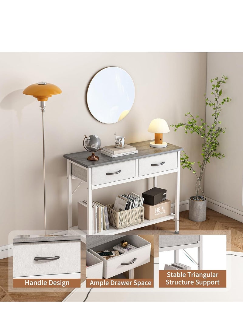 ZUIHAO Sofa Table with 2-Tier Storage Layers Console Table with 2 Cabinet,Console Display Shelf Kitchen Storage Cabinet for Dining Room Couch Living Room Grey 85 X 35 X 75cm - Image 3