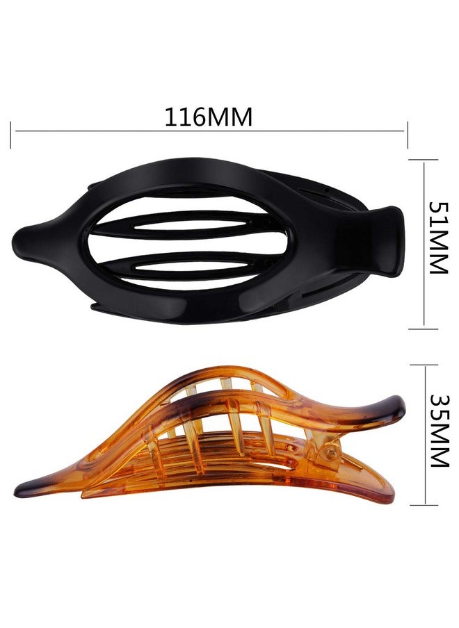 CROWN GUIDE - Hair Claw Clips For Long Thick Hair Womens Crystal Plastic Curved Side Slide Hair Clips Comb Girls Ladies Beauty Accessory Pin Teeth Clamp 2Pcs(Black And Coffee) - Image 1