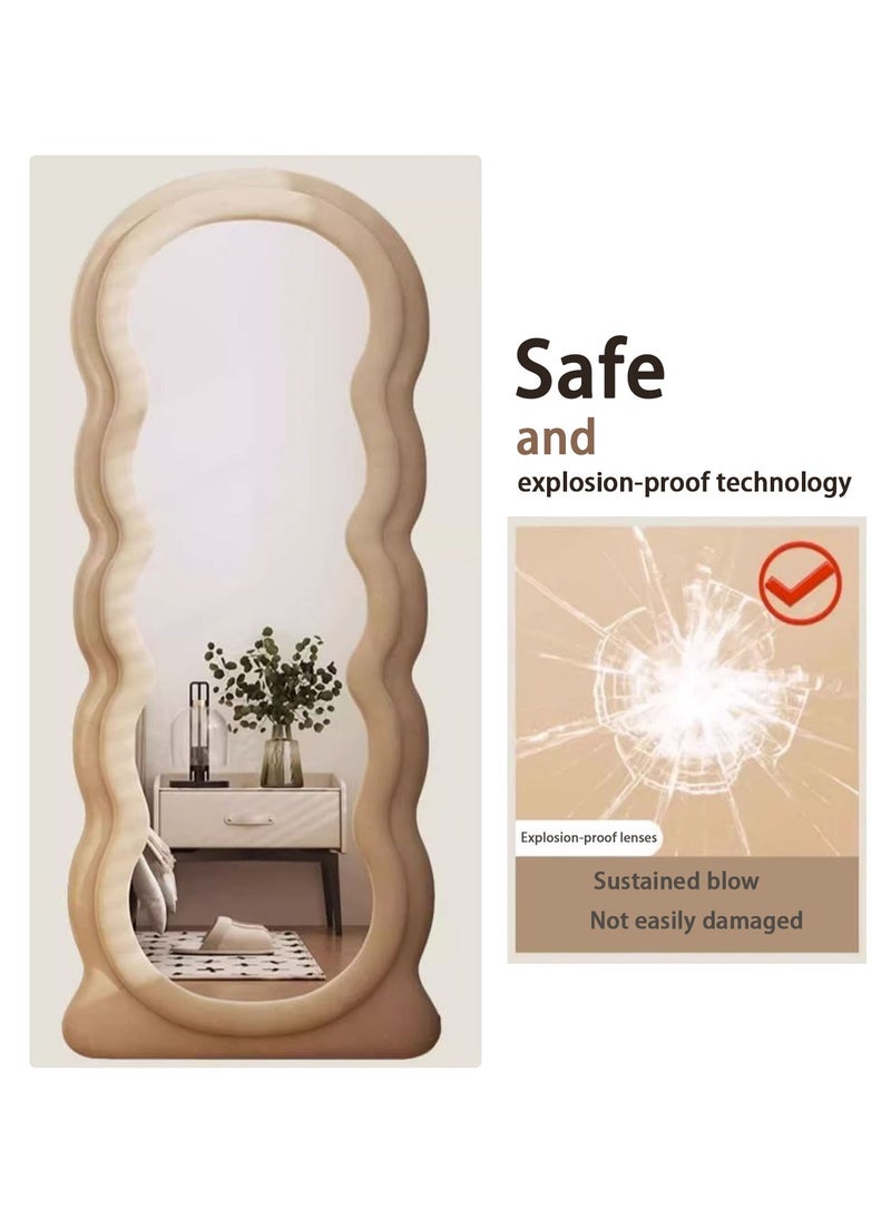 Hihonor Full Body Mirror 160x60CM Wavy Full Body Mirror, Fitting Mirror Dressing Mirror, Shaped Mirror for Bedroom Dressing Room Living Room, White  - Image 4
