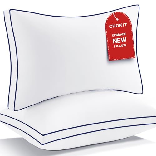 CHOKIT Premium Pillows King Size Set of 2, Fluffy and Supportive 7D Down Alternative Bed Pillows, Luxury Soft Hotel Quality Gusseted Pillow for Side Back Stomach Sleepers, Relief Neck Head and Shoulder Pain - Image 1