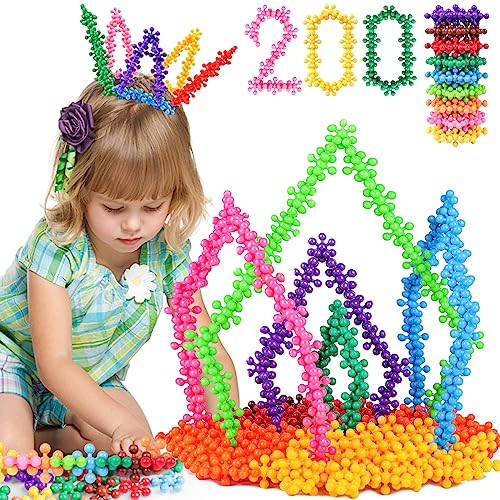 NEOACT 200PCS Building Blocks Kids Educational Building Toys Interlocking Plastic Connect Block Manipulatives for Preschool Kids Aged 3 Creativity Kid Toy Classroom Kindergarten Toys - Image 1