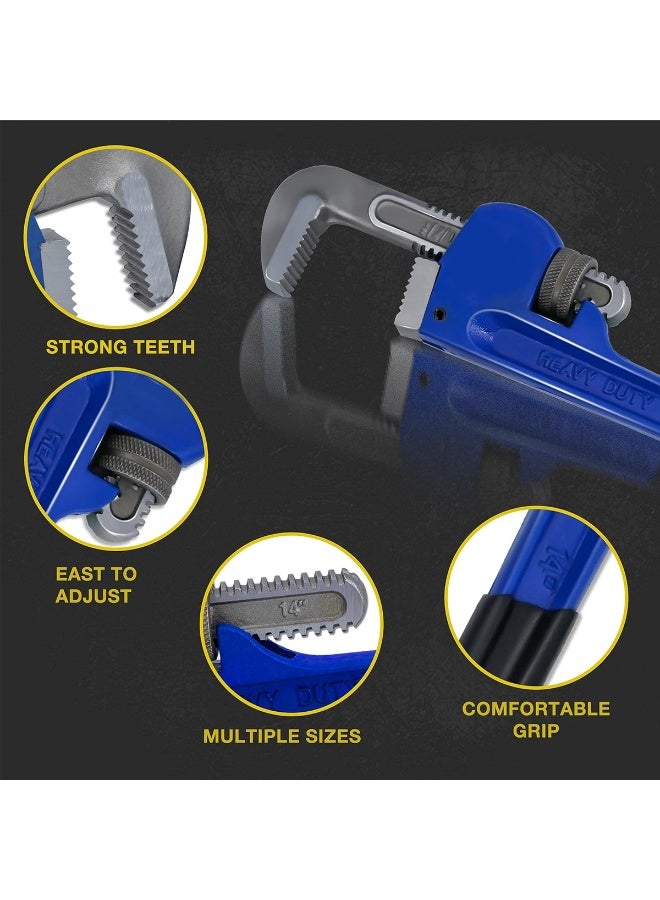 Forged Steel 14Inch Pipe Wrench for Plumbing, Maintenance, and Repair, Adjustable Straight Jaw Heavy Duty Plumber Tool - Image 4