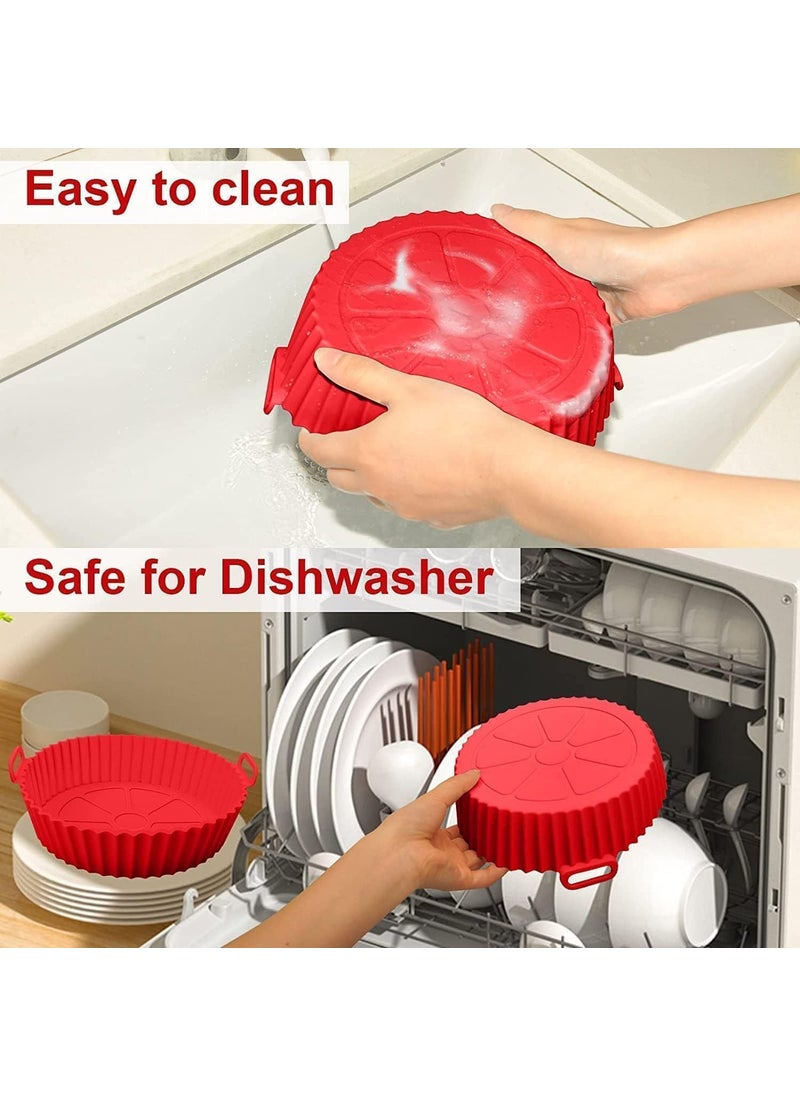 D Dayons DDayons Silicone Air Fryer Basket and Tray with Handle NonStick HeatResistant Air Fryer BasketOven Accessories Round Baking Tray Set of 6 Multicolor  - Image 3