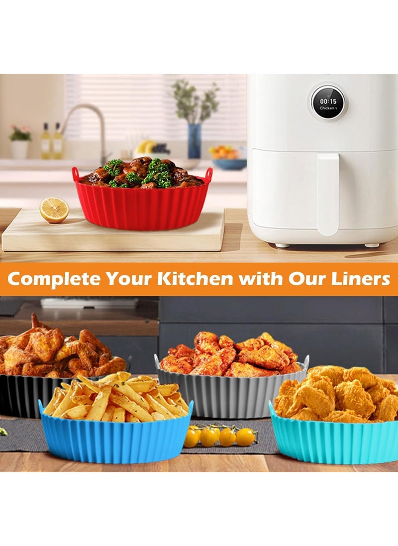 D Dayons DDayons Silicone Air Fryer Basket and Tray with Handle NonStick HeatResistant Air Fryer BasketOven Accessories Round Baking Tray Set of 6 Multicolor  - Image 5