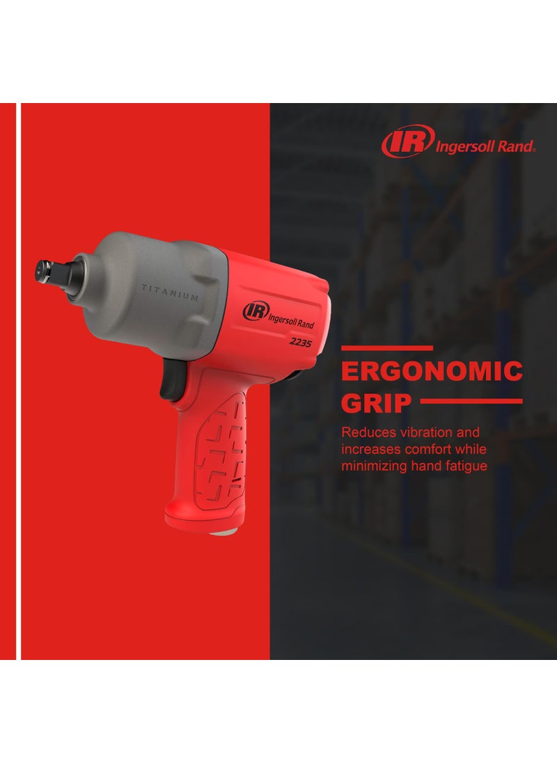 INGERSOLL-RAND Ingersoll Rand 2235TiMAX-R 1/2" Drive Air Impact Wrench, Lightweight 4.6 lb Design, Powerful Torque Output up to 1,350 ft-lbs, Titanium Hammer Case, Max Control, Red  - Image 4