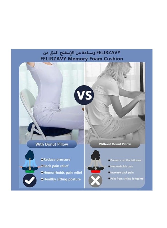 Beauenty Donut Seat Cushion Donut Pillow Ergonomic Car Seat Pad Non-Slip Pain Relief Memory Foam Coccyx Cushion Office Home Chair Pad For Airplane Hemorrhoid Prostate Pregnancy Post Natal Post - Image 3