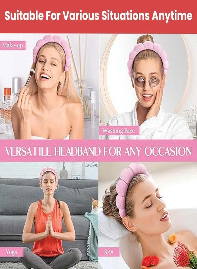 TEMPERIA Makeup Headband Wristband Set for Women & Girls | Hair Band for Facial Time | Head Bands Skincare Hairband for Spa | 3 Pieces Set | Pink - Image 4