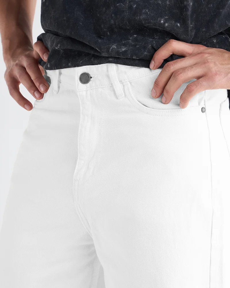 bewakoof  Men's White Super Baggy Fit Mid-Rise Jeans for Men | Best Price UAE