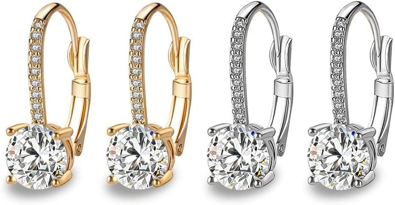 Excefore Diamond Hoop Earrings for Women, Copper Earrings, Bridal Earrings, Girls and Women's Fashion Jewelry - Image 1