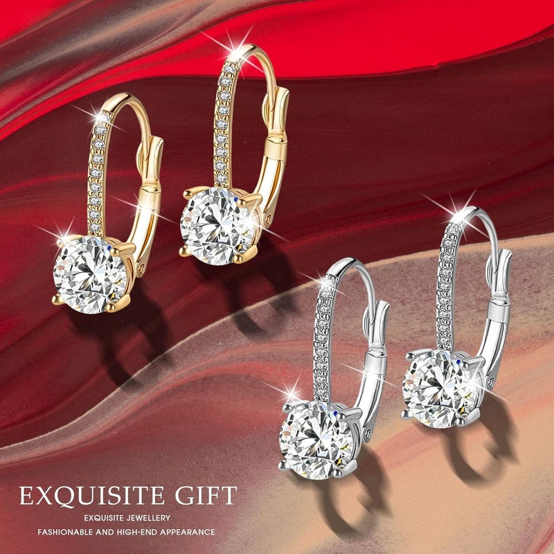 Excefore Diamond Hoop Earrings for Women, Copper Earrings, Bridal Earrings, Girls and Women's Fashion Jewelry - Image 4