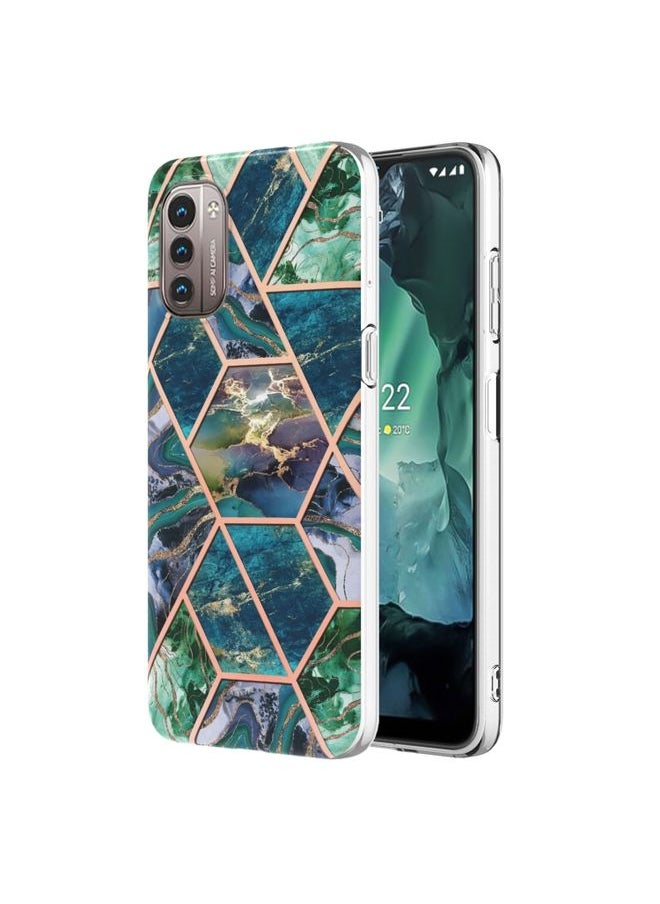 HuHa Case Cover For For Nokia G21 / G11 Electroplating IMD Splicing Marble TPU Phone Case(Blue Green) 