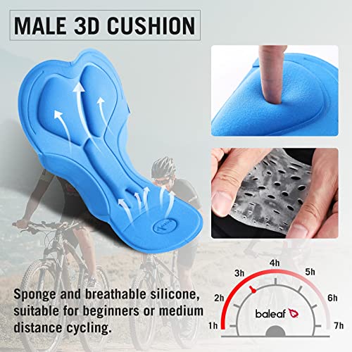baleaf Men's Bike Shorts 3D Padded Cycling Road Biking Bicycle Riding Clothes Pockets UPF 50+ MTB Accessories Tights Black M - Image 5
