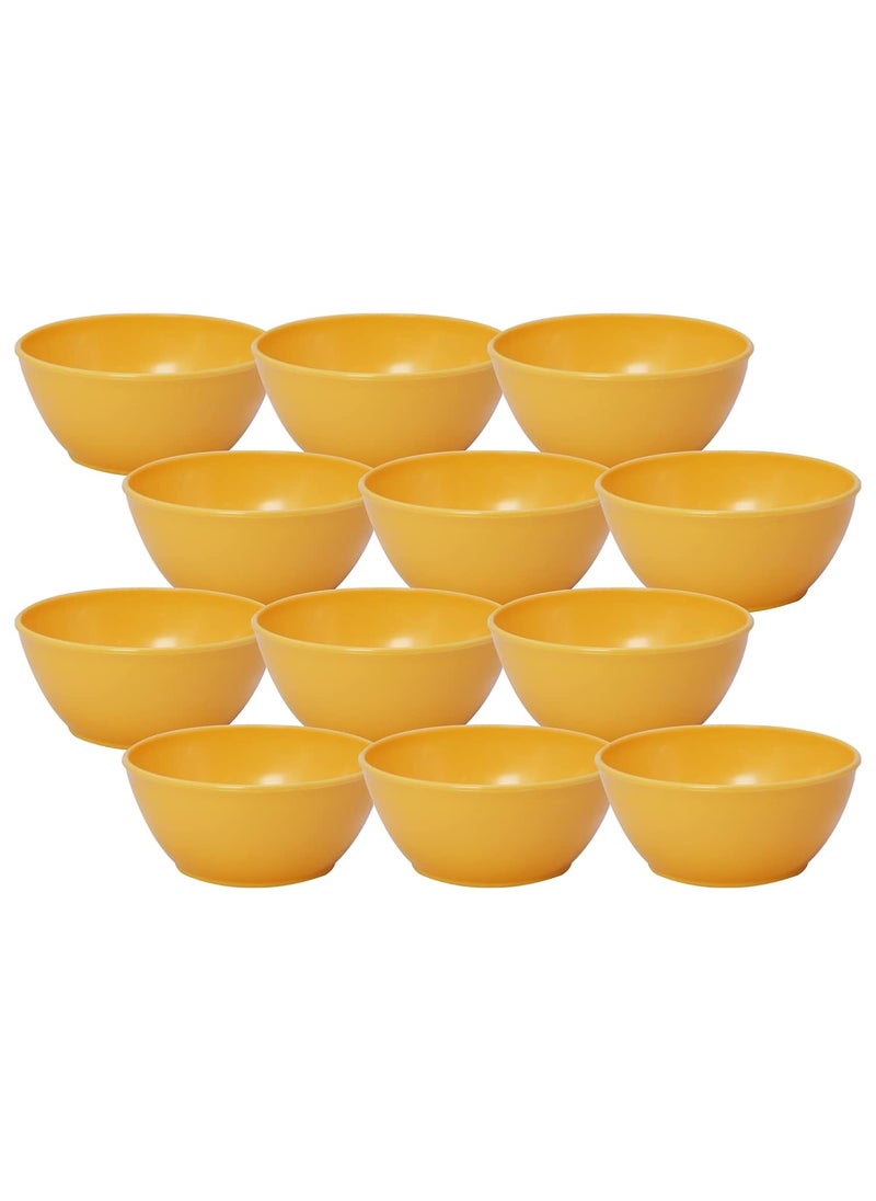 MORVI MORVI Round Plain Katori Set for use in HomeOfficeKitchen Set of 12 Pcs Pcs 200 ml Yellow Color  - Image 1
