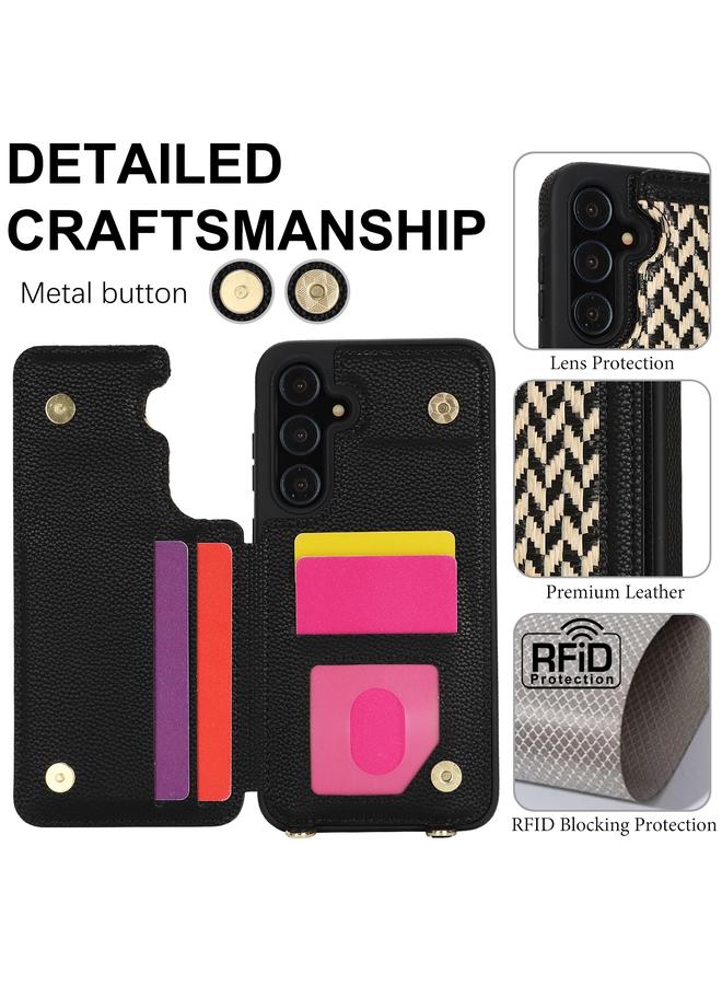 S-TOP Case For Samsung Galaxy A35 5G / 4G Double Bckle Card Slot Full Coverage Phone Case with Cross-body Strap - Image 3