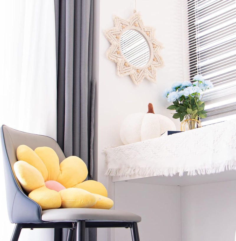 TERRIFI Wall Mirror, Wall Decor Mirror Macrame Circle Hanging Mirror Ready to Hang Bedroom Decoration for Women Home Room Decorative Mirrors - Image 3