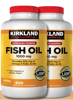 (Pack of 2) Kirkland Signature Fish oil 1000mg, 2x400 Softgels