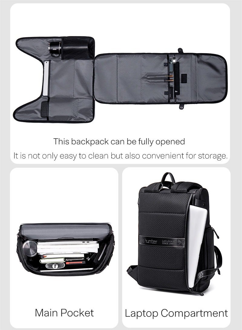 ARCTIC HUNTER School Laptop Backpack, Durable Office College Student Book Bag With Laptop Compartment for Men, Black  - Image 4