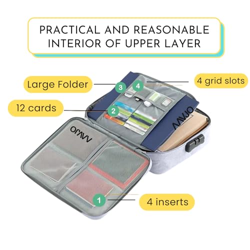 Aavjo A4 Size Document File Folder Storage Bag | Multilayer Docs Organiser with Lock Waterproof - Large (Grey) - Image 4