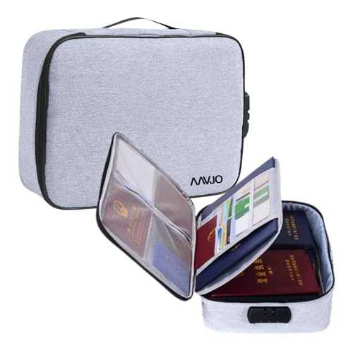 Aavjo A4 Size Document File Folder Storage Bag | Multilayer Docs Organiser with Lock Waterproof - Large (Grey) - Image 1