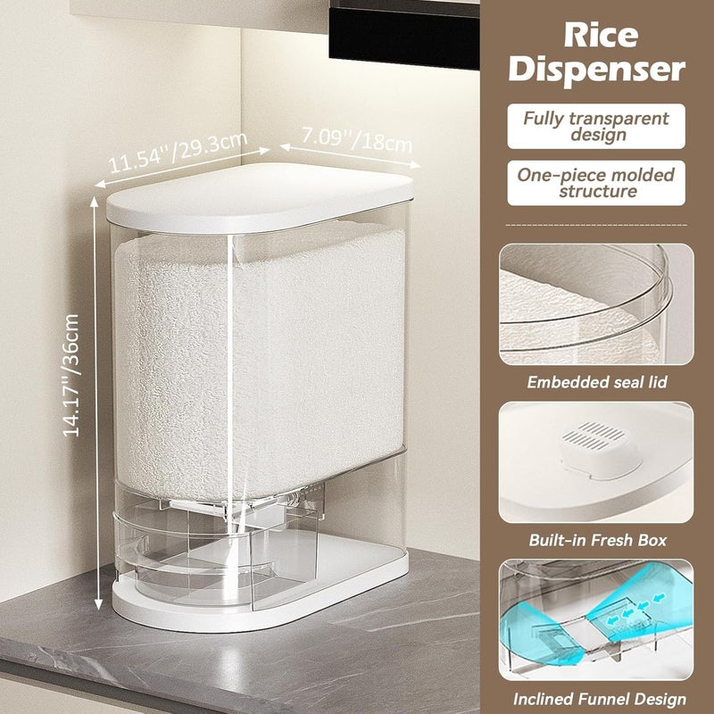 SYNCVIBE Large Rice Dispenser 22-25Lbs, Cereal Dispenser Rice Container Food Storage Container with Measuring Cup, Cereal Containers Storage Kitchen Storage Household Moisture Proof Holder, White - Image 2