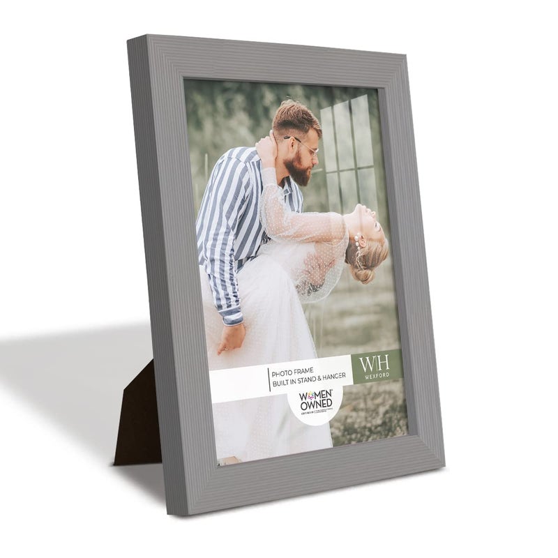 Renditions Gallery 6x8 inch Picture Frame Modern Style Wood Pattern and High Definition Glass Ready for Wall and Tabletop Photo Display Gray Frame