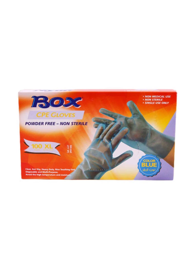 Box cpe gloves powder free non sterile 100 pieces blue Xlarge