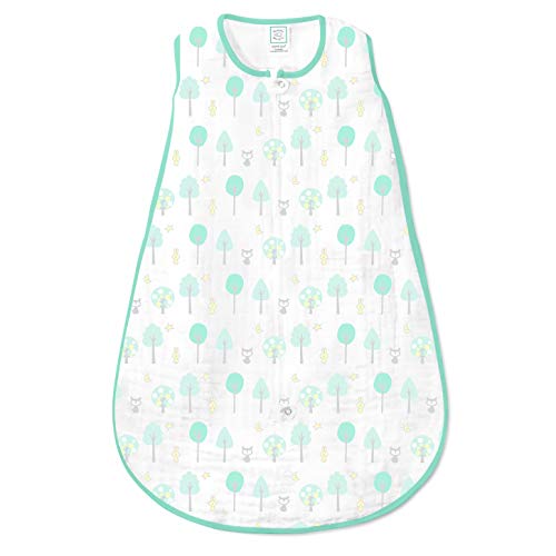 SwaddleDesigns Cotton Muslin zzZipMe Sleeping Sack, Wearable Blanket with 2-Way Zipper, SeaCrystal Woodland, Large, 12-18 Months - Image 5