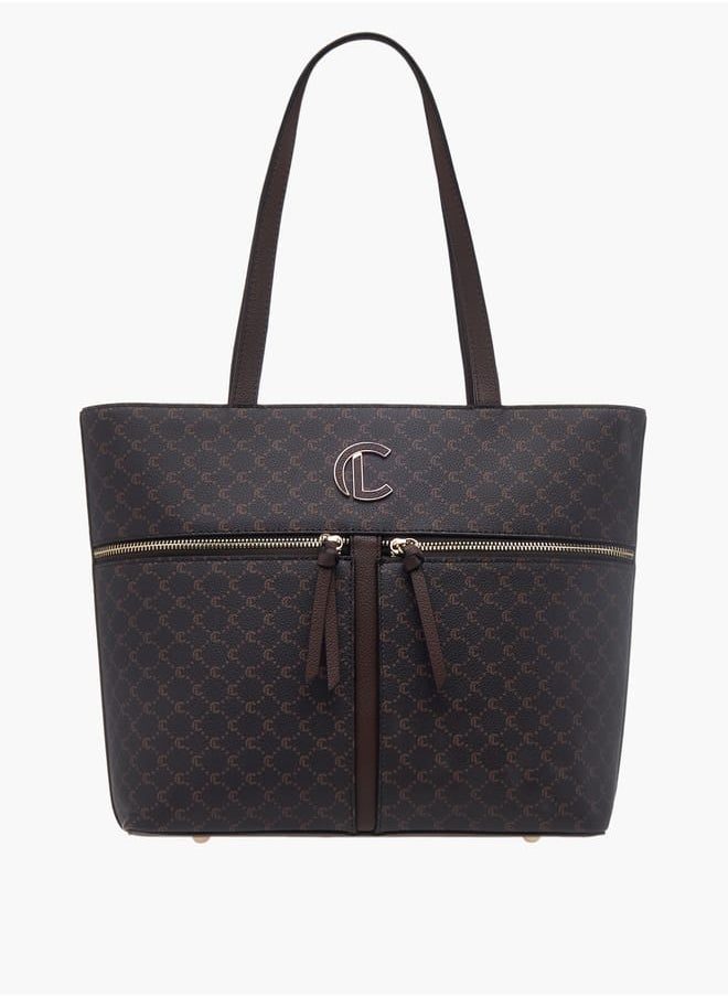 Le Confort Womens Monogram Print Tote Bag With Zip Closure And Handles  - Image 1