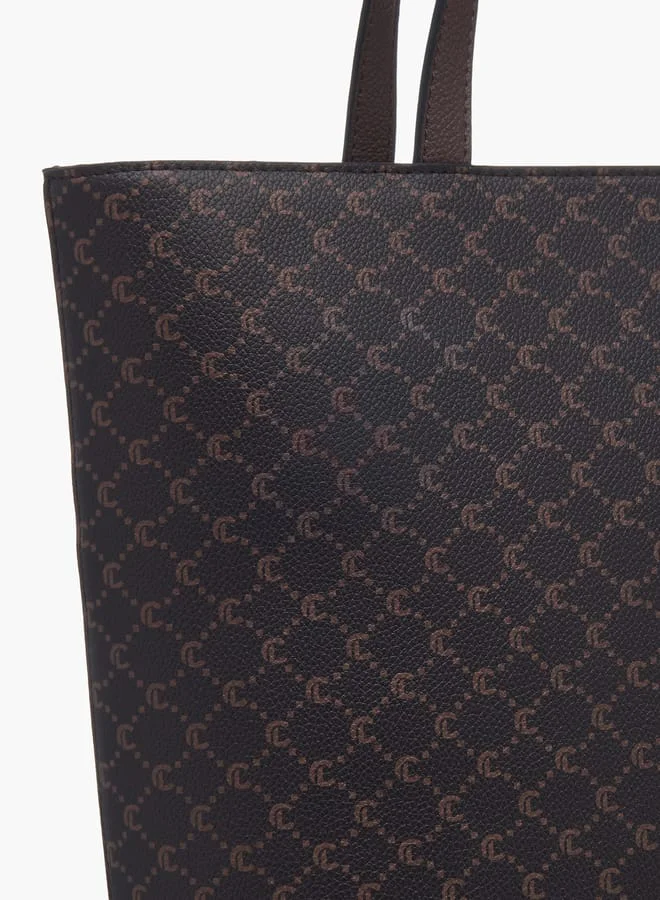 Le Confort Womens Monogram Print Tote Bag With Zip Closure And Handles