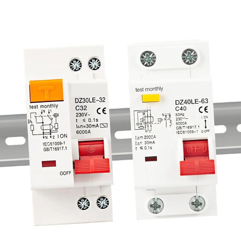 32A RCBO MCB 1P N 6 63A 230V AC 6KA Breaking Capacity DIN Rail Mount - Image 5