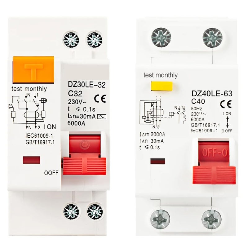 32A RCBO MCB 1P N 6 63A 230V AC 6KA Breaking Capacity DIN Rail Mount - Image 4