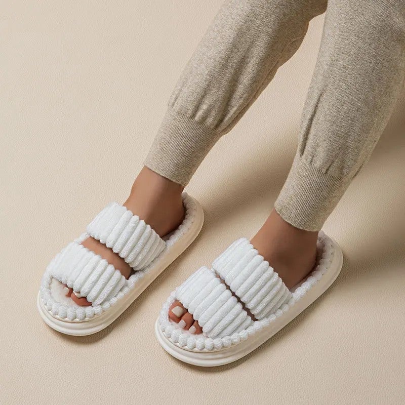 Y&D Household Wool slippers Wear Thick-soled Cotton slippers Outside Indoor Warm Opening Sandals for Women and Girls - Image 1