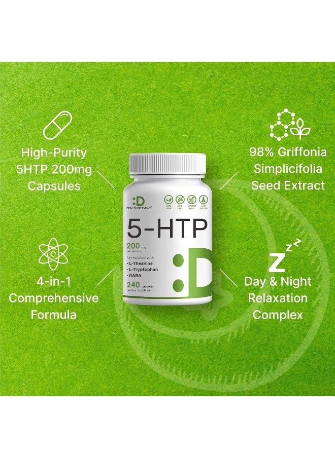 DEAL SUPPLEMENT 5-Htp 200Mg Plus L-Theanine 200Mg, Gaba & L-Tryptophan, 240 Capsules  - Image 3