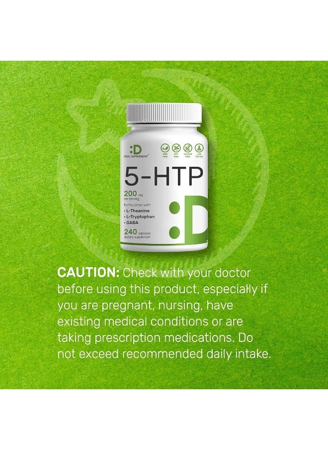 DEAL SUPPLEMENT - 5-Htp 200Mg Plus L-Theanine 200Mg, Gaba & L-Tryptophan, 240 Capsules - Image 1