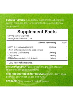 DEAL SUPPLEMENT 5-Htp 200Mg Plus L-Theanine 200Mg, Gaba & L-Tryptophan, 240 Capsules  - Image 2