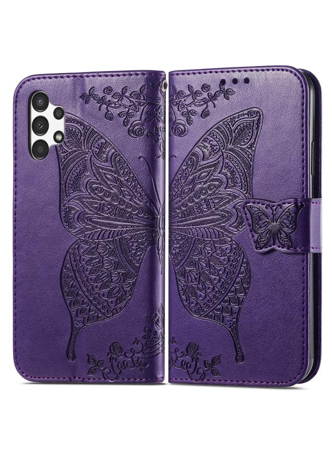 اس-توب جراب لهاتف Samsung Galaxy A13 4G جراب هاتف جلدي منقوش عليه زهور الحب على شكل فراشة - Image 2