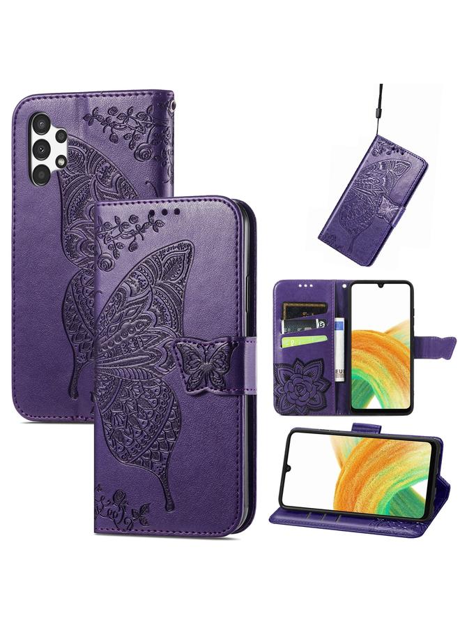 اس-توب جراب لهاتف Samsung Galaxy A13 4G جراب هاتف جلدي منقوش عليه زهور الحب على شكل فراشة - Image 1