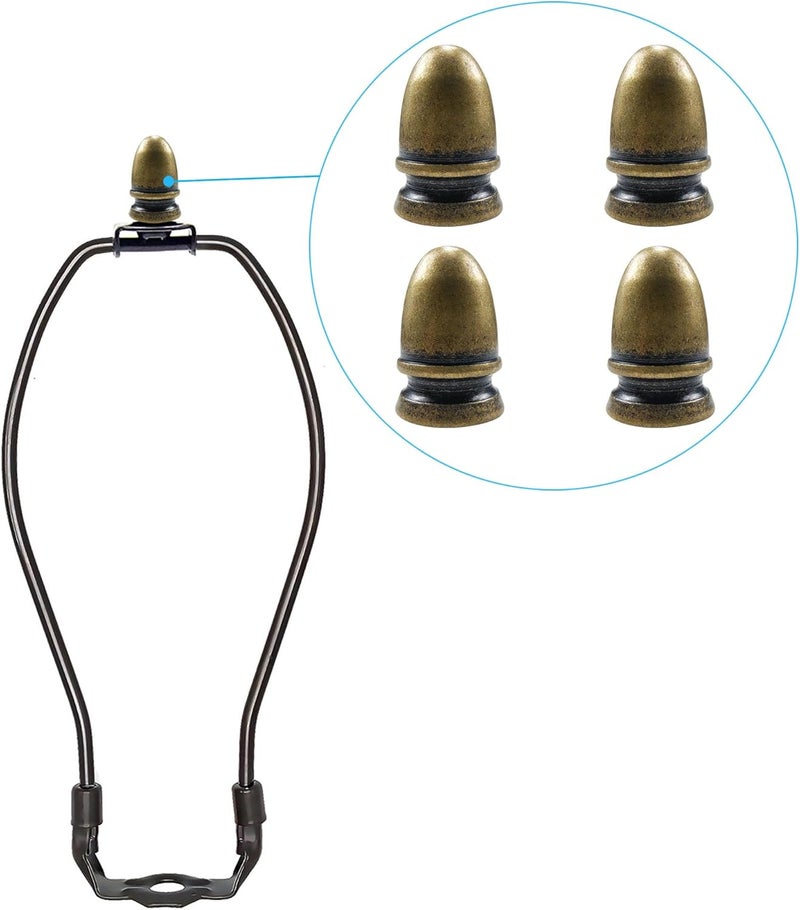 ECUDIS Pack of 4 Solid Metal Lamp Finials Caps Knob for Lamp Shade Harp Holder (Antique Brass) - Image 4