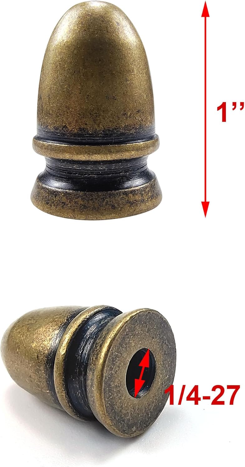 ECUDIS Pack of 4 Solid Metal Lamp Finials Caps Knob for Lamp Shade Harp Holder (Antique Brass) - Image 2