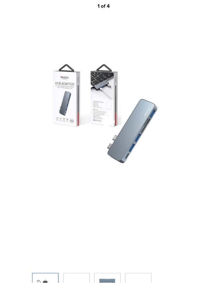 Yesido Dual USB-C Intelligent Hub 6 in 1 For MacBook Pro and Air HB10
