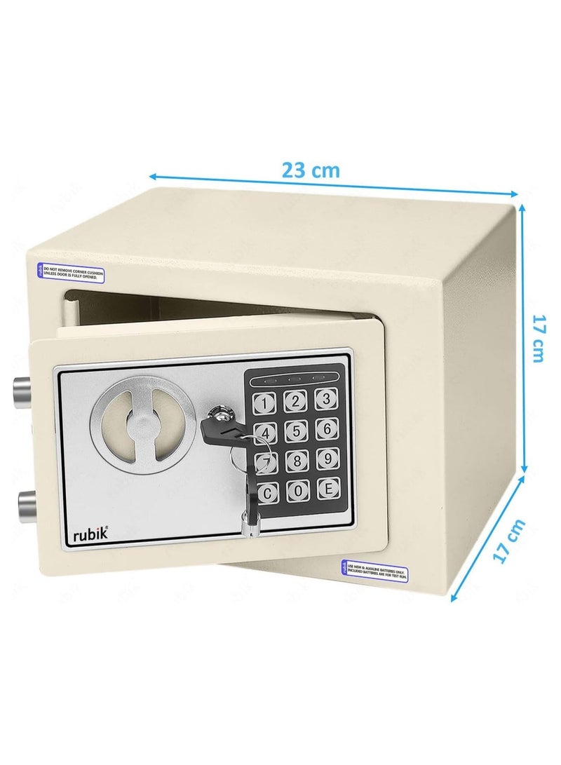 Rubik Mini Electronic Digital Security Safe Deposit Box With Electronic Keypad Lock and Physical Key For Home Office Hotel Jewelry Passport Watches Cash Storage (23x17x17cm) Pink - Image 3