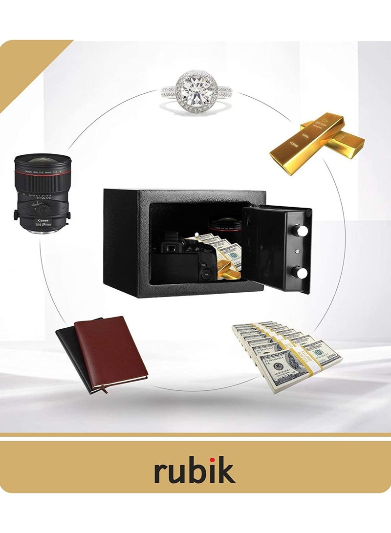 Rubik Mini Electronic Digital Security Safe Deposit Box With Electronic Keypad Lock and Physical Key For Home Office Hotel Jewelry Passport Watches Cash Storage (23x17x17cm) Pink - Image 4