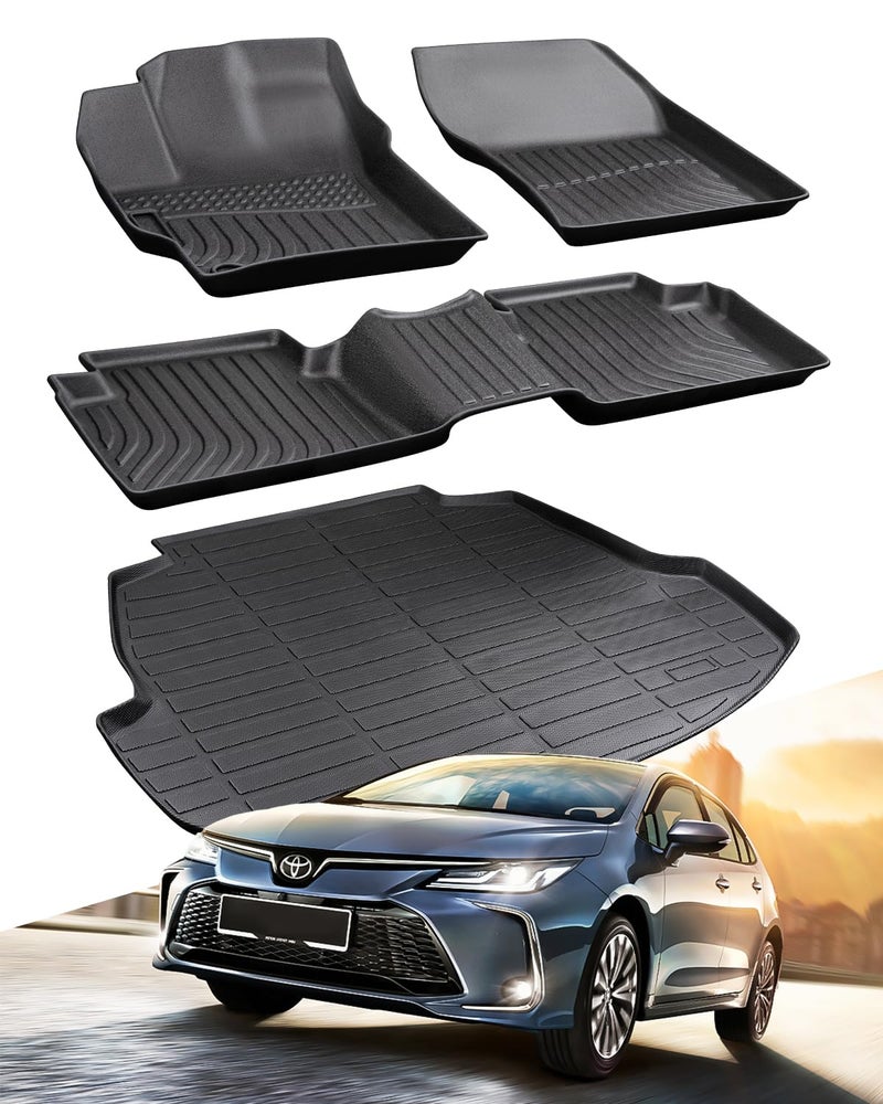 BAMACAR 2025 20202024 for Toyota Corolla Floor Mats Cargo Liner 4Pcs All Weather for Corolla Car Mat tech Automotive Trunk Carpet 2021 2022 2023 All Season Car Accessories Not for Hatchback