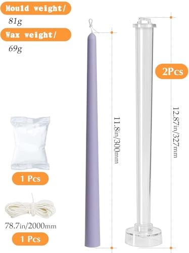 Ruiao 2-Pack Taper Candle Molds for Candle Making, Clear Plastic Pillar Candlestick Candle Mold,Classic Tall Taper Mold for Church Christmas Candlelight Dinner Valentine's Day (12.87inch) - Image 2