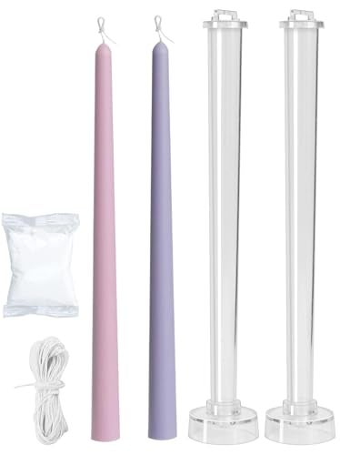 Ruiao 2-Pack Taper Candle Molds for Candle Making, Clear Plastic Pillar Candlestick Candle Mold,Classic Tall Taper Mold for Church Christmas Candlelight Dinner Valentine's Day (12.87inch) - Image 1