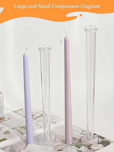 Ruiao 2-Pack Taper Candle Molds for Candle Making, Clear Plastic Pillar Candlestick Candle Mold,Classic Tall Taper Mold for Church Christmas Candlelight Dinner Valentine's Day (12.87inch) - Image 4
