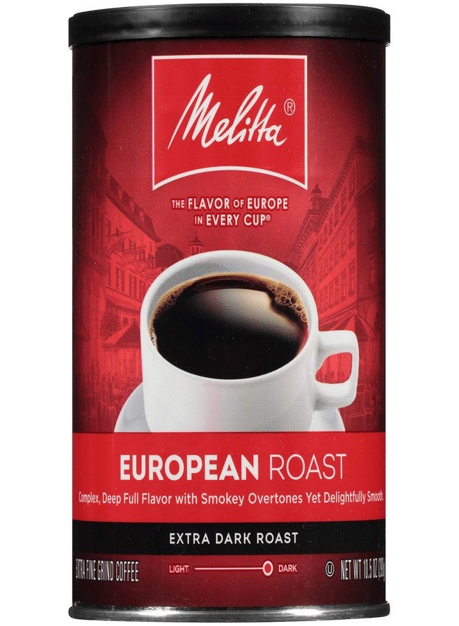 Melitta European Roast Coffee, Extra Dark Roast, Extra Fine Grind, 10.5 Ounce can (Pack of 6) - Image 1
